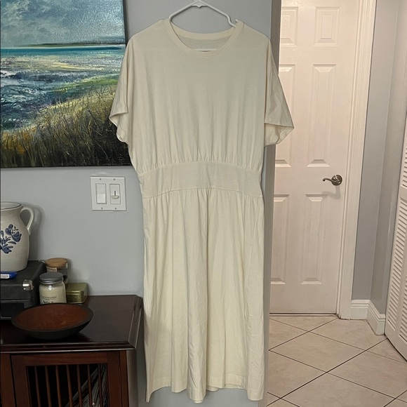 Elegant Everlane Cream Midi Dress, Size Large - Picture 2 of 10